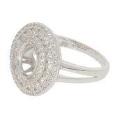 Sterling Silver Semi Mount Ring Setting Round RD 9X7mm - Syzjewelry